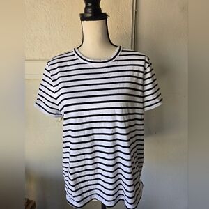 Madewell Black and White Striped T-Shirt Sz  L. Lnwot.